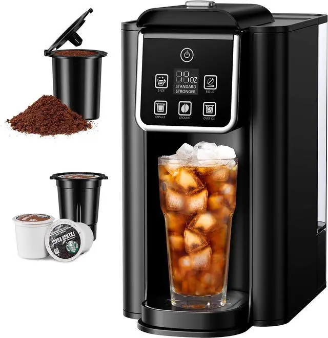 Main image of SHARDOR Single Serve Coffee Maker 2.0, Hot and Iced Coffee Machine for K Cup Pods & Ground Coffee, 6 to 14 oz Brew Sizes, 50 oz Removable Water Tank, Bold Brew Setting, Stainless Steel, Black