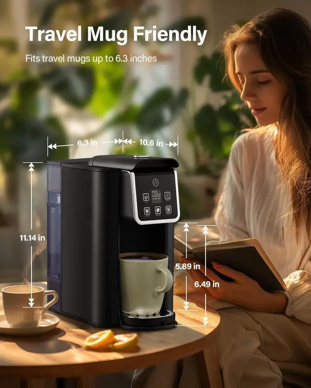 Alt view image 6 of 7 - SHARDOR Single Serve Coffee Maker 2.0, Hot and Iced Coffee Machine for K Cup Pods & Ground Coffee, 6 to 14 oz Brew Sizes, 50 oz Removable Water Tank, Bold Brew Setting, Stainless Steel, Black