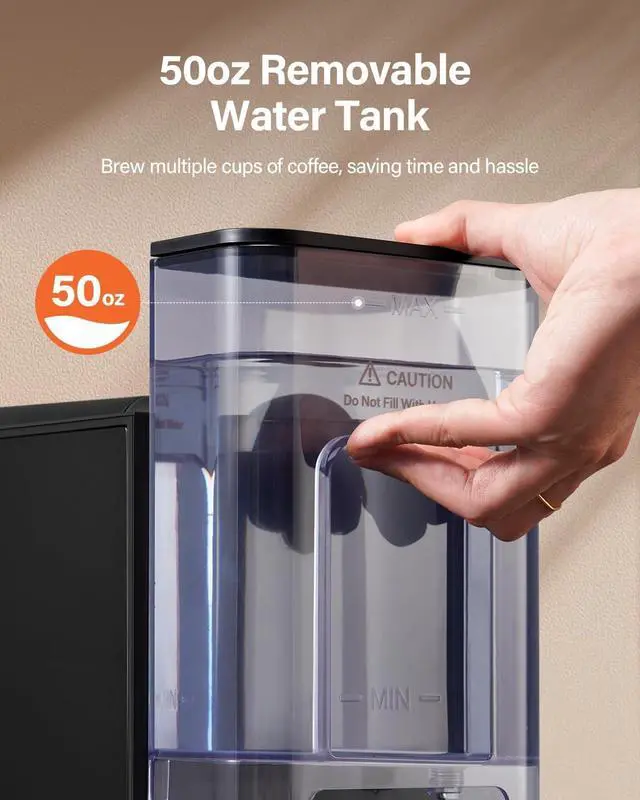 Alt view image 7 of 7 - SHARDOR Single Serve Coffee Maker 2.0, Hot and Iced Coffee Machine for K Cup Pods & Ground Coffee, 6 to 14 oz Brew Sizes, 50 oz Removable Water Tank, Bold Brew Setting, Stainless Steel, Black