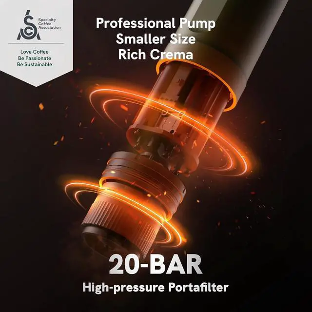 Alt view image 3 of 6 - OutIn Nano Portable Electric Espresso Machine, Travel Coffee Maker for Camping, Car Coffee Maker Self-Heating with USB-C, With Ground Coffee & NS Capsule for RV, Hiking, Office