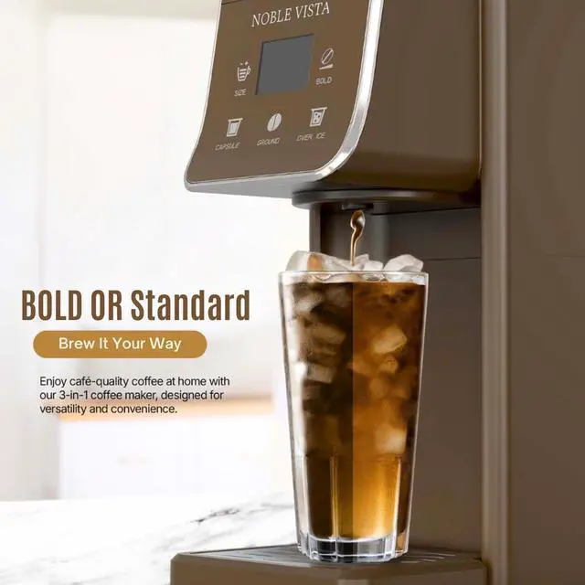 Alt view image 6 of 7 - Hot And Iced Coffee Maker, Milk Frother, K Cup Single Serve Coffee Maker, Ground Coffee, Iced Tea, 6-14 OZ Brew, 52 OZ Water Tank