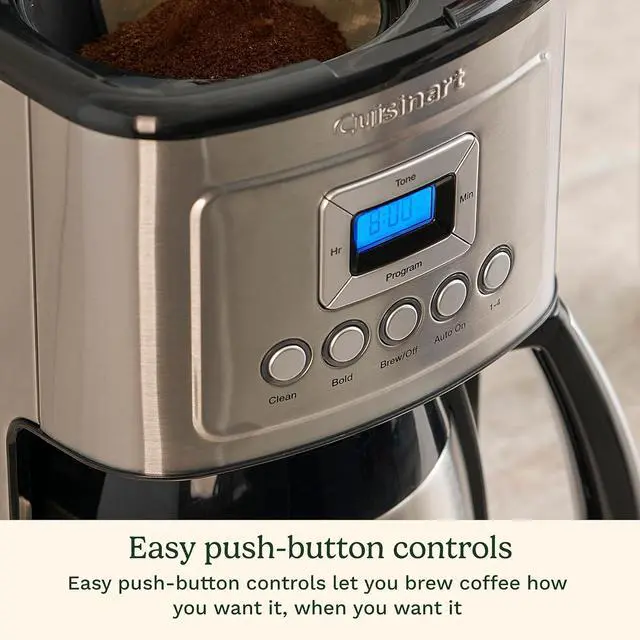 Alt view image 5 of 6 - Cuisinart 12-Cup Coffee Maker with Thermal Coffee Carafe, Stainless Steel, Programmable Large Capacity Drip Coffee Machine for Home or Office, DCC-3400NAS, Silver