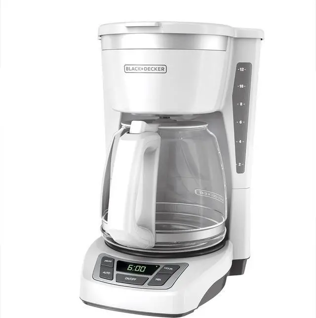 Main image of BLACK+DECKER 12-Cup Digital Coffee Maker, CM1160W, Programmable, Washable Basket Filter, Sneak-A-Cup, Auto Brew, Water Window, Keep Hot Plate, White