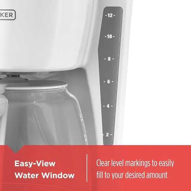 Alt view image 3 of 6 - BLACK+DECKER 12-Cup Digital Coffee Maker, CM1160W, Programmable, Washable Basket Filter, Sneak-A-Cup, Auto Brew, Water Window, Keep Hot Plate, White