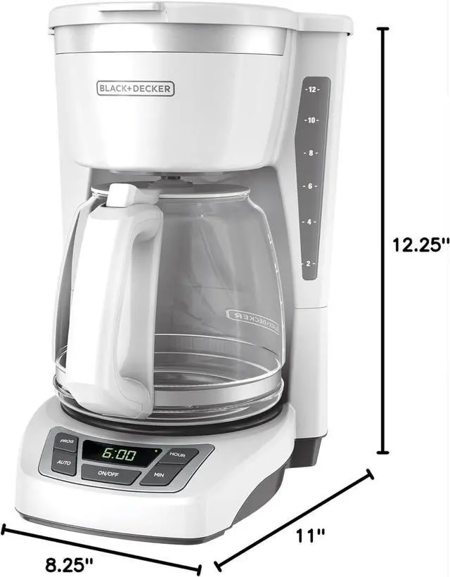 Alt view image 6 of 6 - BLACK+DECKER 12-Cup Digital Coffee Maker, CM1160W, Programmable, Washable Basket Filter, Sneak-A-Cup, Auto Brew, Water Window, Keep Hot Plate, White