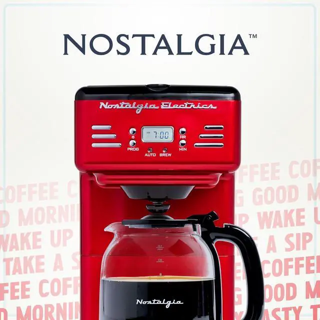 Alt view image 6 of 7 - Nostalgia Retro 12-Cup Programmable Coffee Maker With LED Display, Automatic Shut-Off & Keep Warm, Pause-And-Serve Function, Red