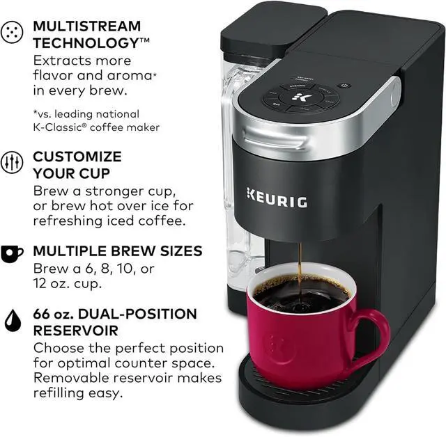 Alt view image 2 of 7 - Keurig K-Supreme Single Serve K-Cup Pod Coffee Maker, MultiStream Technology, 4 Brew Sizes, 66oz Dual-Position Removable Reservoir, Black