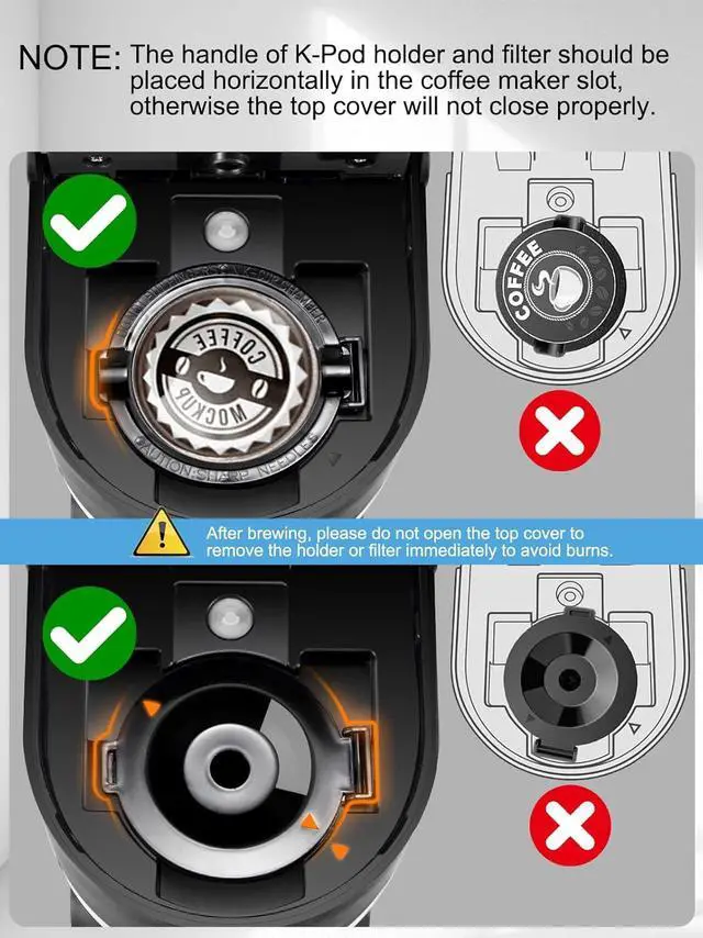 Alt view image 7 of 7 - Single Serve Coffee Maker for K-Cup and Ground Coffee, Fast Brew, 6-12 oz Brew Sizes One Cup Coffee Machine Fits 5.5" Mugs, One-Button Small Coffee Maker with Descaling Reminder,Black