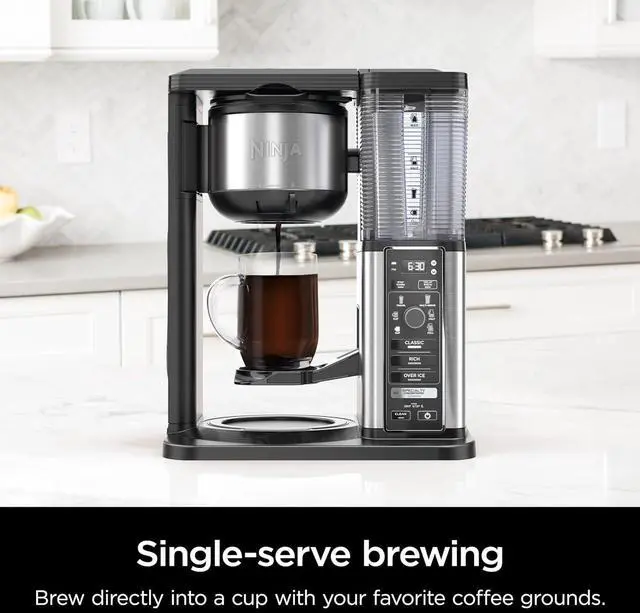 Alt view image 2 of 7 - Ninja Specialty Coffee Maker, Hot & Iced Coffee, 6 Brew Styles, 8 Sizes, Small Cup to Travel Mug, 10-Cup Carafe, Fold-Away Frother, Permanent Filter, Removable Reservoir, Black, CM401