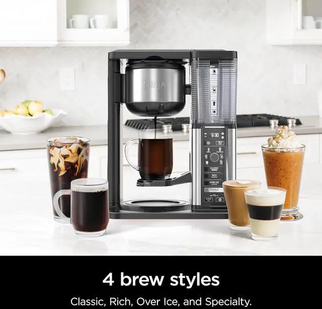 Alt view image 4 of 7 - Ninja Specialty Coffee Maker, Hot & Iced Coffee, 6 Brew Styles, 8 Sizes, Small Cup to Travel Mug, 10-Cup Carafe, Fold-Away Frother, Permanent Filter, Removable Reservoir, Black, CM401