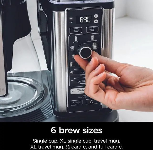 Alt view image 6 of 7 - Ninja Specialty Coffee Maker, Hot & Iced Coffee, 6 Brew Styles, 8 Sizes, Small Cup to Travel Mug, 10-Cup Carafe, Fold-Away Frother, Permanent Filter, Removable Reservoir, Black, CM401