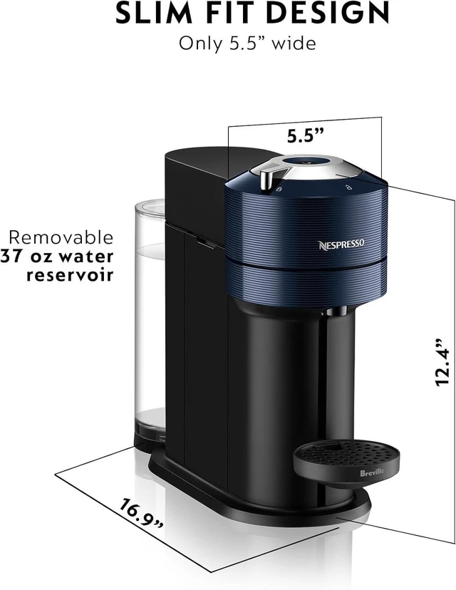 Alt view image 4 of 7 - Nespresso Vertuo Next Coffee and Espresso Maker by Breville, Navy