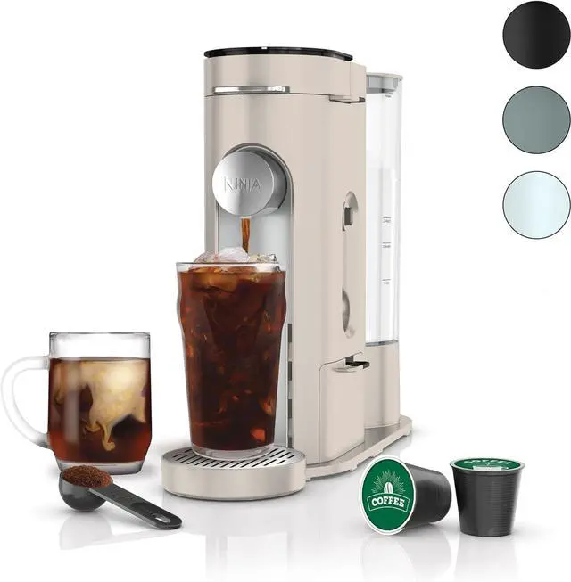 Main image of Ninja Pods & Grounds Single-Serve Coffee Maker, K-Cup Pod Compatible, Brews Grounds, Compact Design, 56-oz. Reservoir, 6-oz. Cup to 24-oz. Travel Mug Brew Sizes, Iced Coffee Maker, Stone, PB041ST
