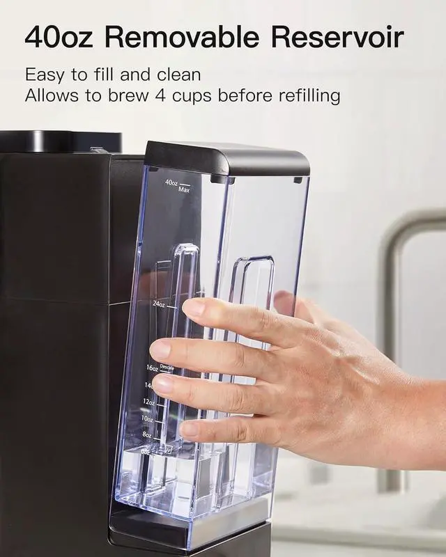 Alt view image 3 of 7 - Single Serve Hot & Iced Coffee Maker with Strong Brew, 40oz Removable Reservoir, 6 Brew Sizes, Compatible with K Cup and Grounds, Compact for Home, Office, RV and Dorm, Black (2.0 Version)