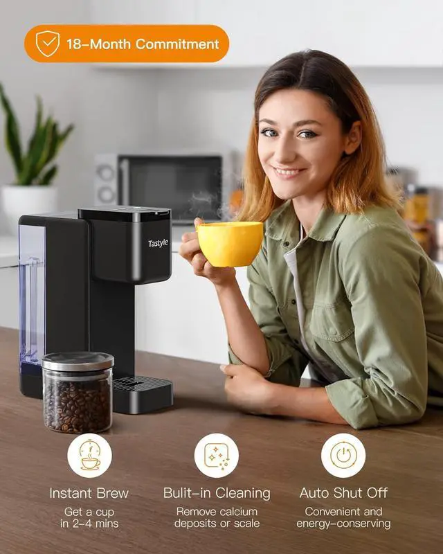Alt view image 6 of 7 - Single Serve Hot & Iced Coffee Maker with Strong Brew, 40oz Removable Reservoir, 6 Brew Sizes, Compatible with K Cup and Grounds, Compact for Home, Office, RV and Dorm, Black (2.0 Version)