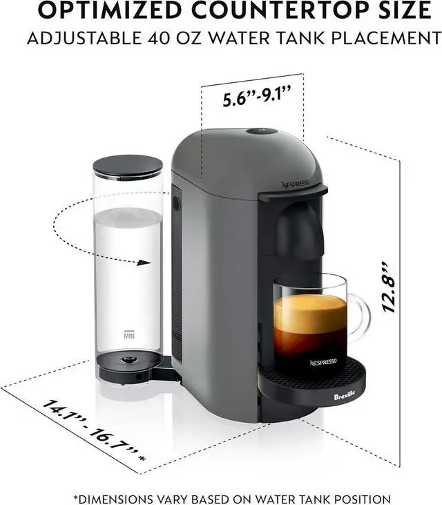 Alt view image 3 of 7 - Breville Nespresso VertuoPlus Coffee and Espresso Machine by Breville,8 ounce,Grey