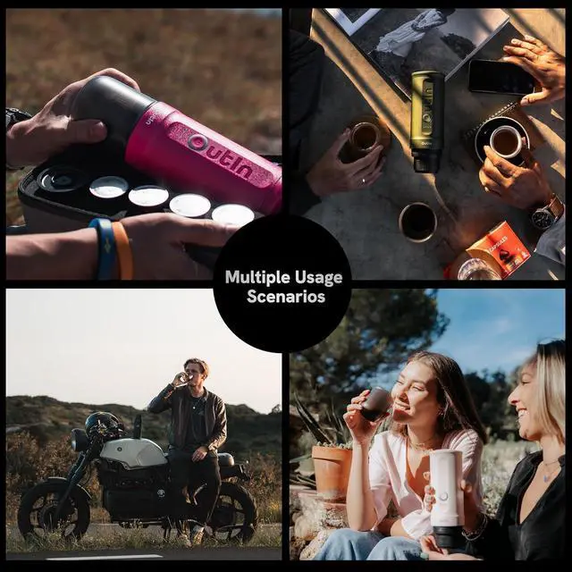 Alt view image 6 of 6 - OutIn Nano Portable Electric Espresso Machine, Travel Coffee Maker for Camping, Car Coffee Maker Self-Heating with USB-C, With Ground Coffee & NS Capsule for RV, Hiking, Office