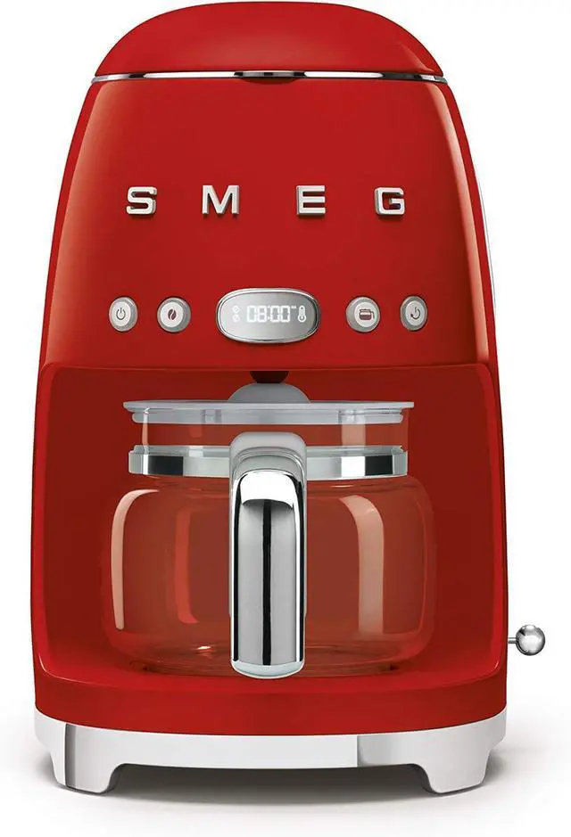 Main image of Smeg 50's Retro Style Aesthetic Drip Coffee Machine with 10 Cup Glass Carafe, Auto Start Feature, Keep Warm Plate, and Two Coffee Strength Settings (Red)