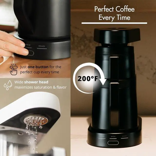 Alt view image 2 of 6 - Ratio Six Coffee Maker Series 2, Automatic Pour Over Coffee Maker, Coffee Pot with 1.25-Liter/40-Ounce Brewing Capacity, Matte Black, Makes 2-8 Cups, 6.75" D x 13.5" W x 14.25" H