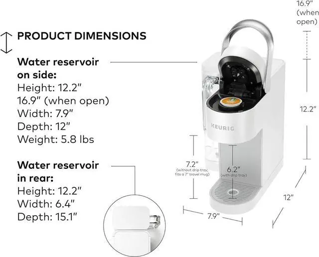 Alt view image 6 of 7 - Keurig K-Supreme SMART Single Serve Coffee Maker With WiFi Compatibility, 4 Brew Sizes, And 66oz Removable Reservoir, Compatible with Alexa, White
