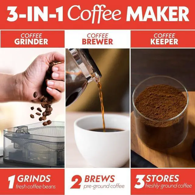Alt view image 3 of 7 - Gourmia 10-Cup Grind & Brew Coffee Maker  Built-in Adjustable Grinder, Programmable Digital Timer, 3 Brew Strengths, 4-Hour Keep-Warm, Auto Shut-Off, Pause & Serve, Glass Carafe, Stainless Steel