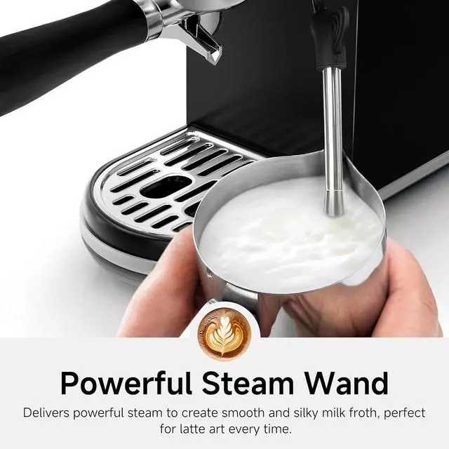 Alt view image 6 of 7 - HIBREW H10B Programmable Espresso Machine, Brushed Stainless Steel, Adjustable Temperature and Cup Volume, Steam Wand for Milk Frother (Black)