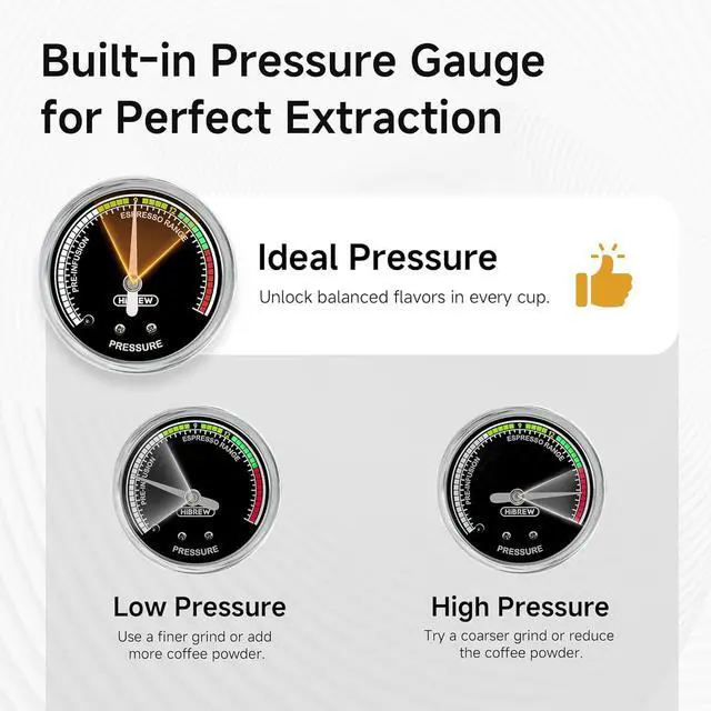 Alt view image 4 of 7 - HIBREW H10B Programmable Espresso Machine, Brushed Stainless Steel, Adjustable Temperature and Cup Volume, Steam Wand for Milk Frother (Black)