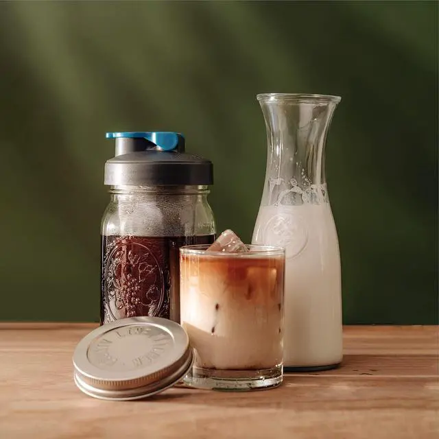 Alt view image 6 of 7 - County Line Kitchen Glass Cold Brew Coffee Maker with Lid - Wide Mouth, 2 Quart (64 oz) - Heavy Duty, Leak Proof - Sun & Iced Tea Pitcher, Cold Brew Coffee, Breast Milk Storage, Water - Gray