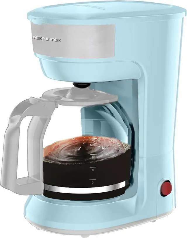 Main image of OVENTE 12-Cup Drip Coffee Maker with Borosilicate Glass Carafe, One-Touch Operation Machine, Anti-Drip System, Reusable Filter and Clear View Water Gauge, Ideal for Home or Office, Light Blue CM412LBL