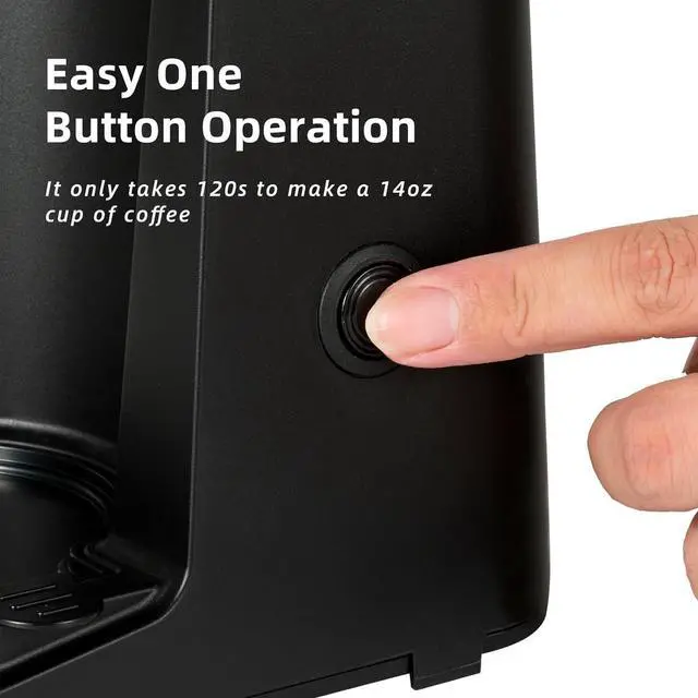 Alt view image 5 of 7 - Single Serve K Cup Coffee Maker 2 in 1Machine,6 to 14 0z Brew Sizes,Auto Shut Off& Reusable Filter,Use Coffee Capsule&GroundCoffee&Loose Leaf Tea, Black