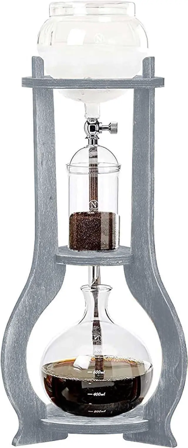 Main image of Nispira Iced Coffee Cold Brew Drip Tower Coffee Maker Wooden, 6-8 cup, Grey