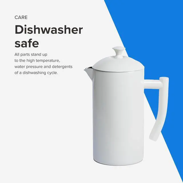 Alt view image 5 of 7 - Frieling Double-Walled Stainless Steel French Press Coffee Maker - Snow White 34 fl oz - Camping French Press Coffee Pot