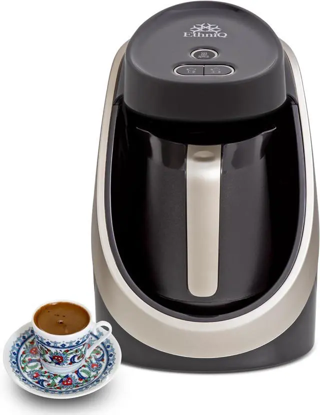 Main image of ETHNIQ Turkish Coffee Maker - 100% BPA Free, 120V, 1 to 4 Cup Brewing Capacity with Cook Sense Technology for Delicious Cup of Turkish & Greek Coffee, Turkish Coffee Pot (Dark Silver)