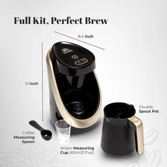 Alt view image 2 of 6 - ETHNIQ Turkish Coffee Maker - 100% BPA Free, 120V, 1 to 4 Cup Brewing Capacity with Cook Sense Technology for Delicious Cup of Turkish & Greek Coffee, Turkish Coffee Pot (Dark Silver)