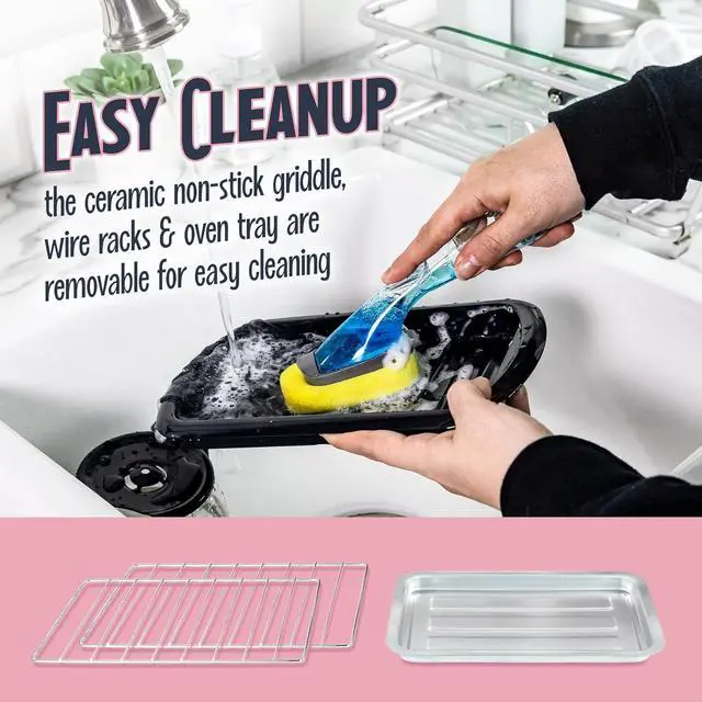 Alt view image 6 of 7 - Nostalgia 3-in-1 Retro Breakfast Station - Includes 5 Cup Coffee Maker, Non-Stick Ceramic Griddle, and 4-Slice Toaster Oven - Built-In Timer, Reusable Coffee Filter, Space-Saving Design - Pink