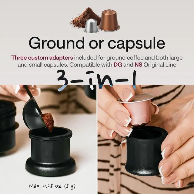Alt view image 4 of 7 - Portable Espresso Maker for Travel - Coffee Maker 5 Cup with Cold Water, 150 Cup with Preheated Water - Expresso Coffee Machine for Grounds, DG & NS Capsule - Automatic Espresso Machine, Type-C Charge