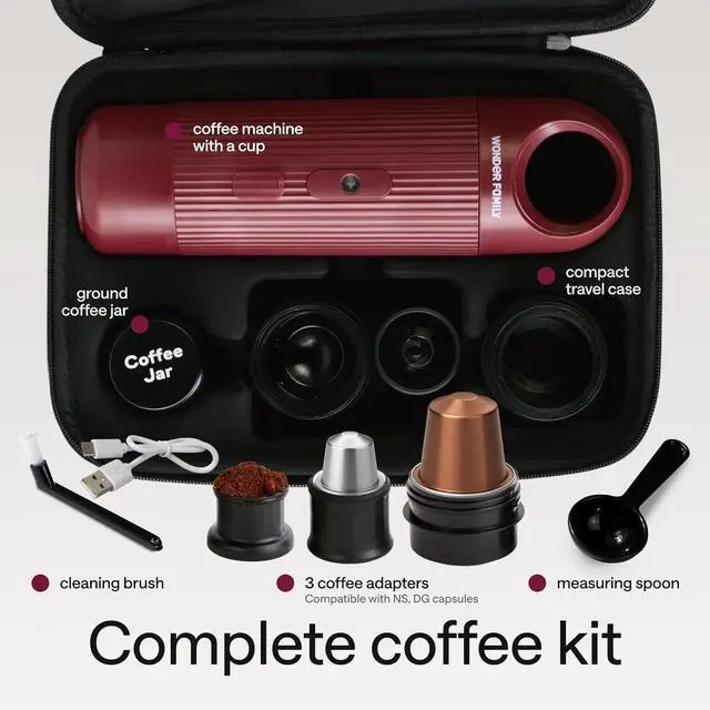 Alt view image 5 of 7 - Portable Espresso Maker for Travel - Coffee Maker 5 Cup with Cold Water, 150 Cup with Preheated Water - Expresso Coffee Machine for Grounds, DG & NS Capsule - Automatic Espresso Machine, Type-C Charge