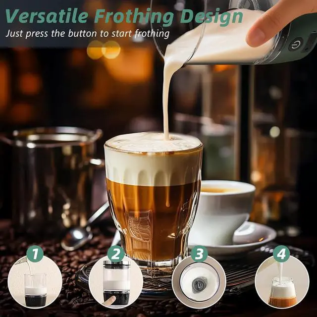 Alt view image 3 of 6 - Hobsir Portable Electric Espresso Maker, 9000mAh Milk Frother Travel Coffee Machine for Camping, Car Coffee Maker with Frothing Base, USB-C, 3in1 Capsule, Portable Small Espresso Coffe Machine, Green