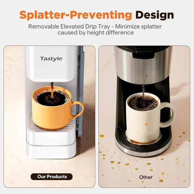 Alt view image 4 of 6 - Hot & Iced Coffee Maker with Magnetic K-Pod Organizer (Pods Not Included), Stores 10 Pods, 4-5 Cups Coffee Maker & Single-serve Brewer for K Cup & Grounds, 40oz Removable Water Tank, White