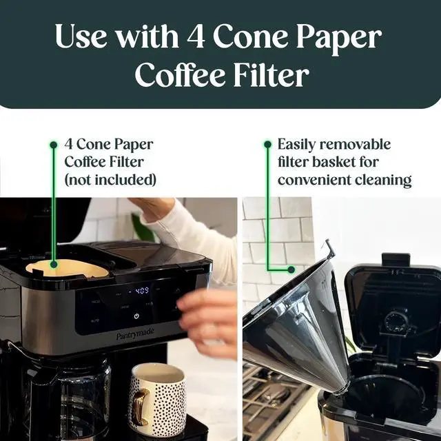 Alt view image 5 of 7 - Deluxe 12-Cup Coffee Maker & Single Serve Brewer  Programmable, K-Cup Compatible, Adjustable Brew Size, Glass Carafe, Auto Shut-Off - Ideal for Home or Office