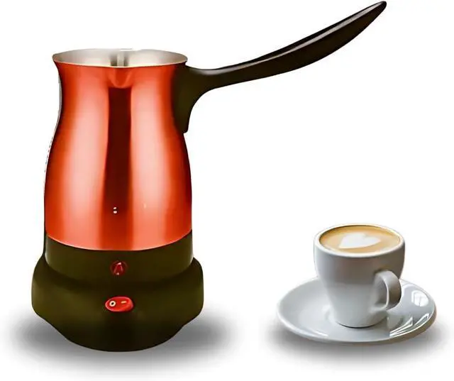 Main image of Electric Turkish Coffee Maker Warmer Kettle Pot Premium Quality Stainless Steel Cool Touch Handle Travel Size, Fast Boil & Keeps Water Boiling for Arabic & Greek Coffee, Tea, & Hot Drinks 0.3L