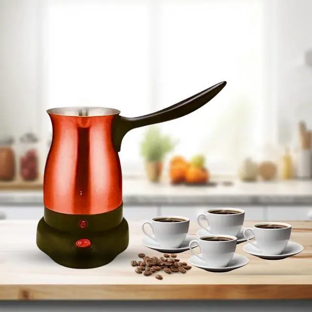 Alt view image 6 of 7 - Electric Turkish Coffee Maker Warmer Kettle Pot Premium Quality Stainless Steel Cool Touch Handle Travel Size, Fast Boil & Keeps Water Boiling for Arabic & Greek Coffee, Tea, & Hot Drinks 0.3L