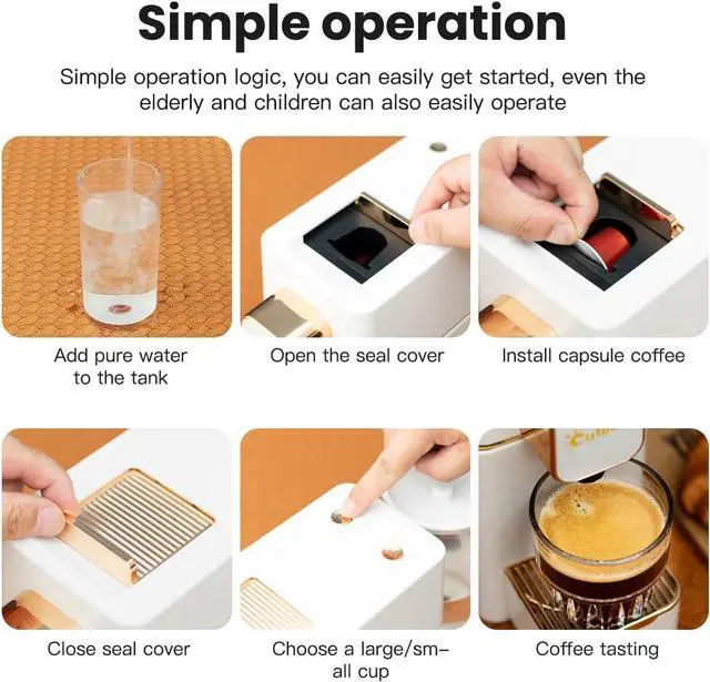 Alt view image 5 of 6 - Espresso Machine for Coffee Capsules Compatible with Nespresso OriginalLine Machine, Espresso Maker for Nespresso OriginalLine, Bestpresso Coffee Capsules Peet's Espresso more (White)