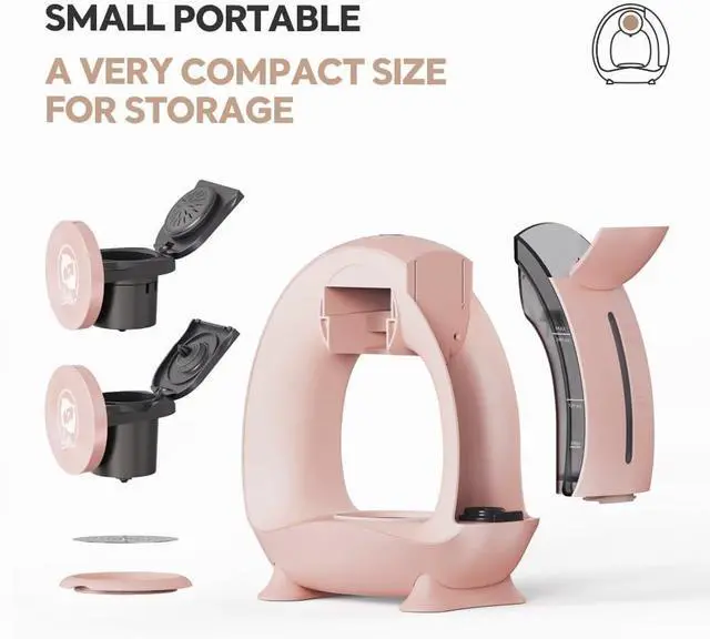 Alt view image 2 of 6 - Quite Single Serve Coffee Maker, Stylish MINI Q 2 IN 1 Coffee Machines for Capsules & Ground Coffee, MA2205 (Pink)