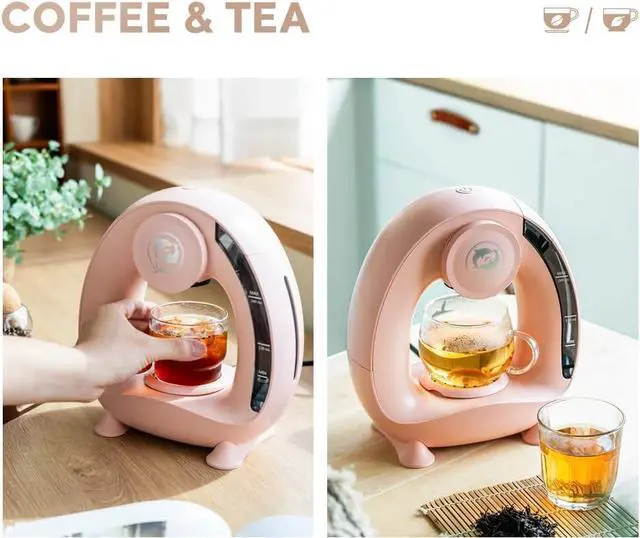 Alt view image 4 of 6 - Quite Single Serve Coffee Maker, Stylish MINI Q 2 IN 1 Coffee Machines for Capsules & Ground Coffee, MA2205 (Pink)