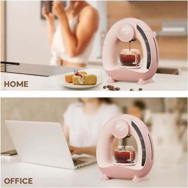 Alt view image 5 of 6 - Quite Single Serve Coffee Maker, Stylish MINI Q 2 IN 1 Coffee Machines for Capsules & Ground Coffee, MA2205 (Pink)