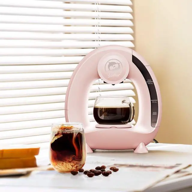 Alt view image 6 of 6 - Quite Single Serve Coffee Maker, Stylish MINI Q 2 IN 1 Coffee Machines for Capsules & Ground Coffee, MA2205 (Pink)
