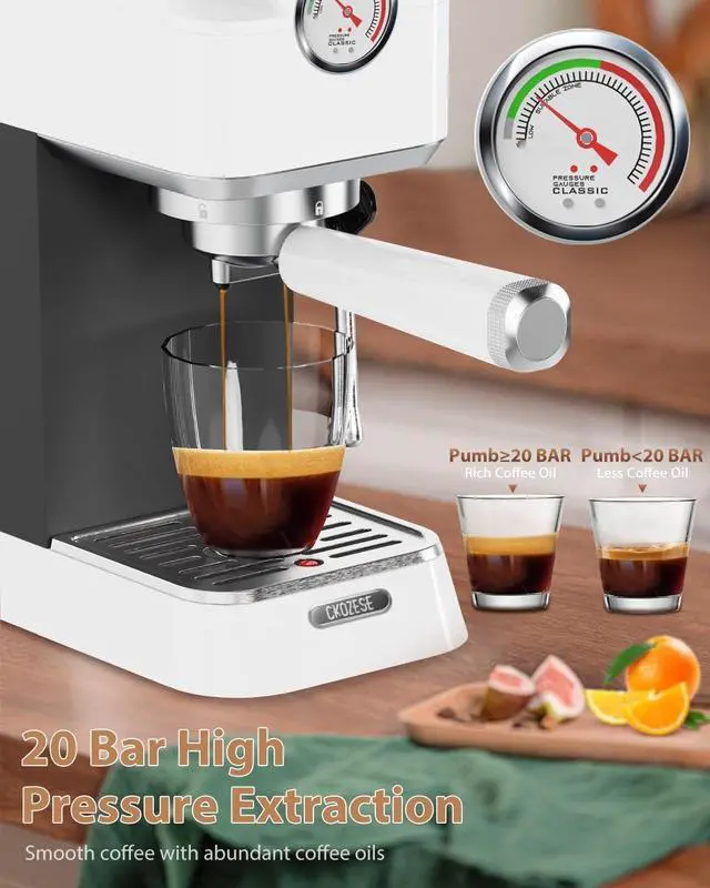 Alt view image 2 of 7 - 20 Bar Espresso Machine, [2-In-1] Pro Coffee and Espresso Maker with Pressure Gauge/Milk Frother Steam Wand, 1300w Stainless Steel Espresso Coffee Maker with NTC&Pre-Infusion, Latte,Cappuccino