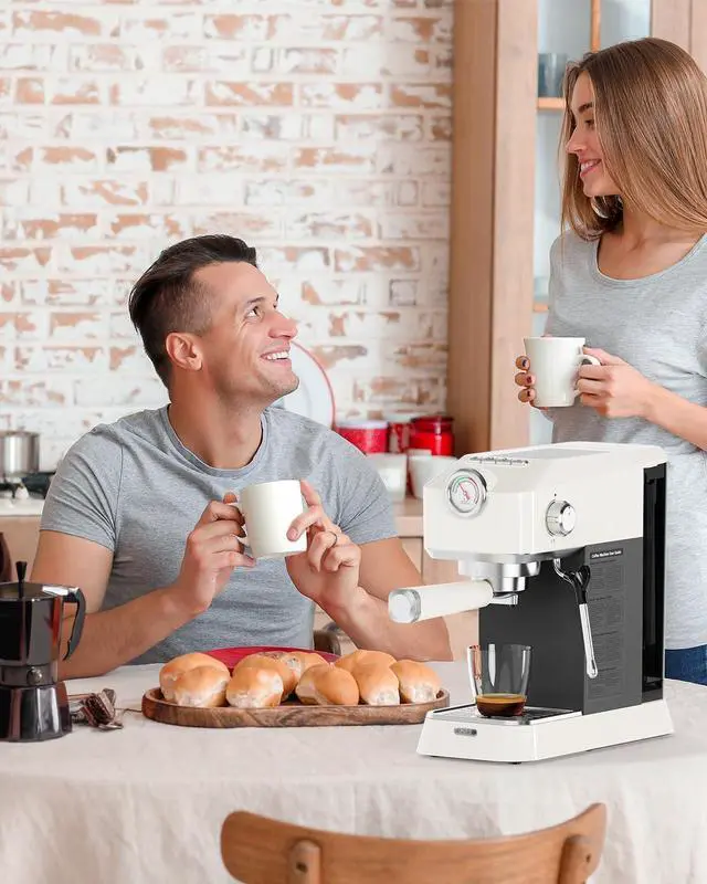 Alt view image 7 of 7 - 20 Bar Espresso Machine, [2-In-1] Pro Coffee and Espresso Maker with Pressure Gauge/Milk Frother Steam Wand, 1300w Stainless Steel Espresso Coffee Maker with NTC&Pre-Infusion, Latte,Cappuccino