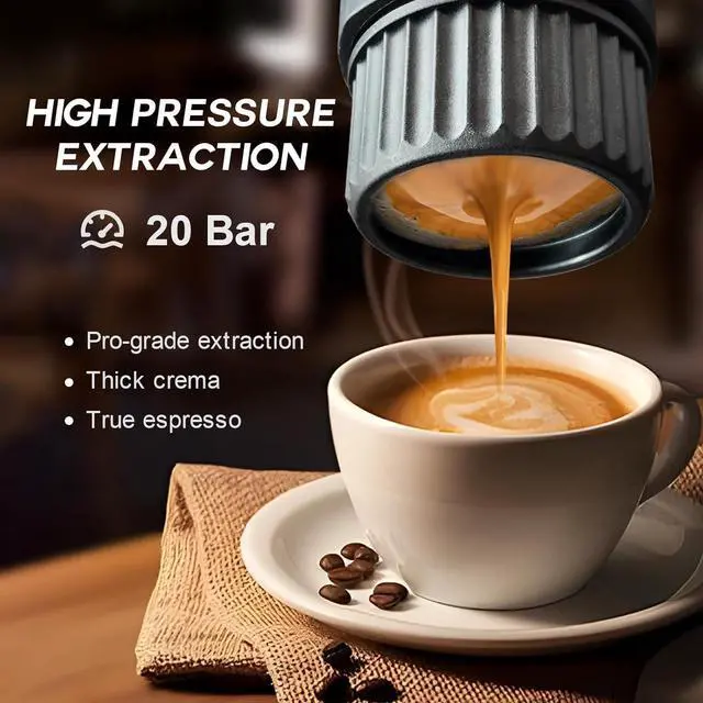 Alt view image 5 of 7 - H02 PRO Portable Electric Espresso Maker, Small Coffee Machine Compatible with Nespresso Capsule Original Pods & Ground Coffee, Mini Travel Size for Camping, Hiking, RV, Office, w/Gift Box